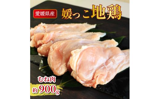 地鶏 愛媛 媛っこ地鶏 むね肉 約900g 鶏肉 鳥肉 肉 チキン むね 焼肉 焼き鳥  BBQ 冷凍 国産 高級 タンパク質 低脂肪 糖質 唐揚げ サラダチキン スープ 出汁 愛南町 送料無料 ローカルスタンダード