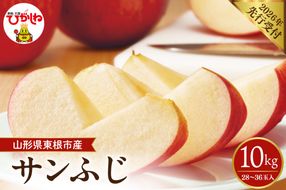 【2026年産先行予約】 太陽の恵みをいっぱいに浴びたりんご「サンふじ」 約10kg(28～36玉入) 山形県 東根市　hi026-063