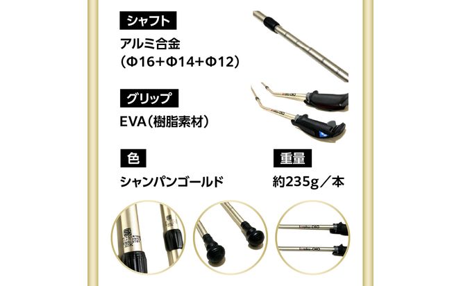【R17013】ウォーキング Issoku-CHO（1足長） WG シャンパンゴールド 2本1セット