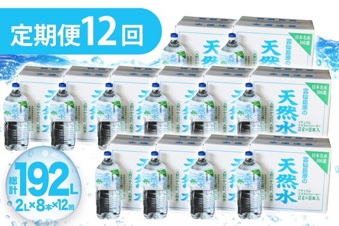 BE250 山崎本店酒造場 【12回定期便】 雲仙島原の天然水 2L 8本 [ 水 2リットル ウォーター 天然水 ペットボトル 定期便 定期 1年 おいしい 名水百選 大容量 軟水 長崎県 島原市 ]