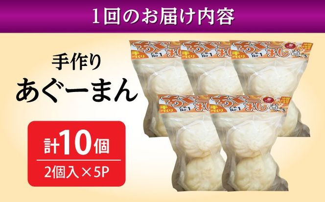 【全12回定期便】あぐーまん 10個入り (2個入り×5P) 肉まん 豚まん 点心 お取り寄せ 冷凍 沖縄市 / 豚々茶舗[BCBL031]