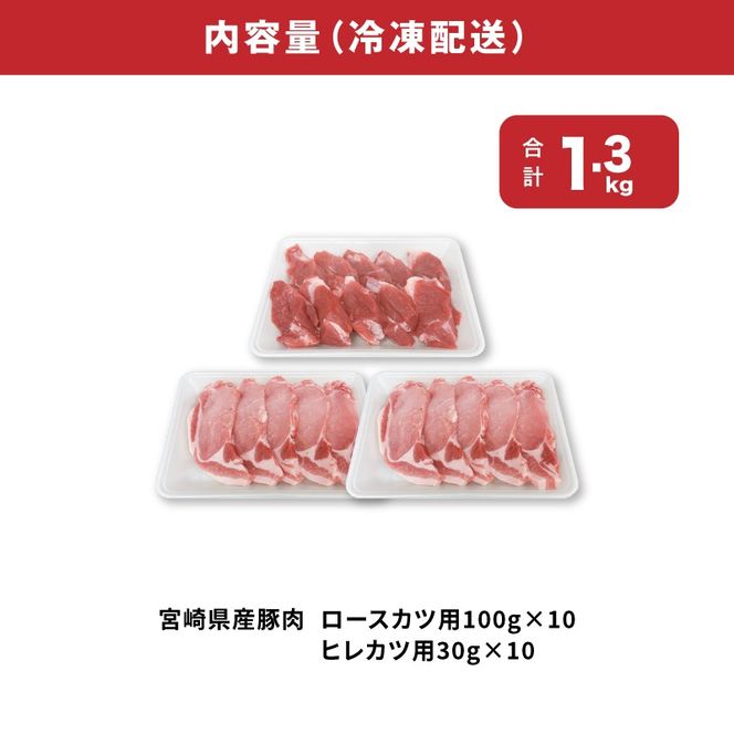 宮崎県産豚肉ロースカツ、ヒレカツセット 計1.3kg K65_0005