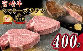 宮崎県西ノ原牧場・A4等級以上宮崎牛シャトーブリアン 400g（牛肉 黒毛和牛 宮崎牛 ステーキ ヒレ シャトーブリアン 希少部位 赤身 宮崎 A4 A5 ）