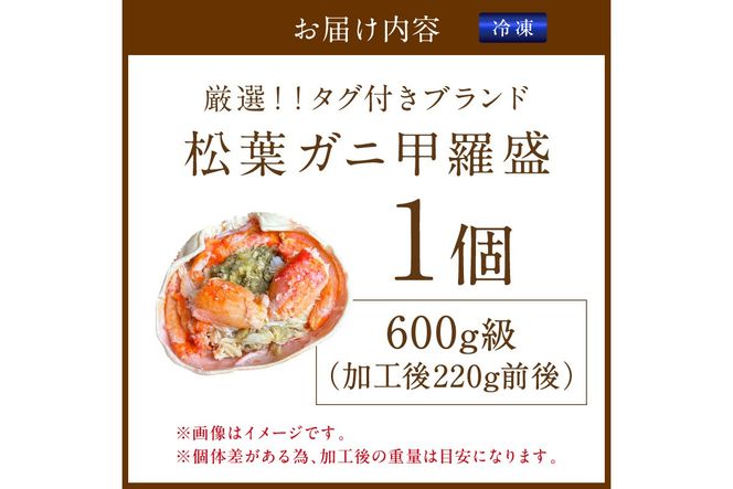 【厳選！タグ付きブランド蟹】松葉ガニ甲羅盛 1個（600g級）　YK00564