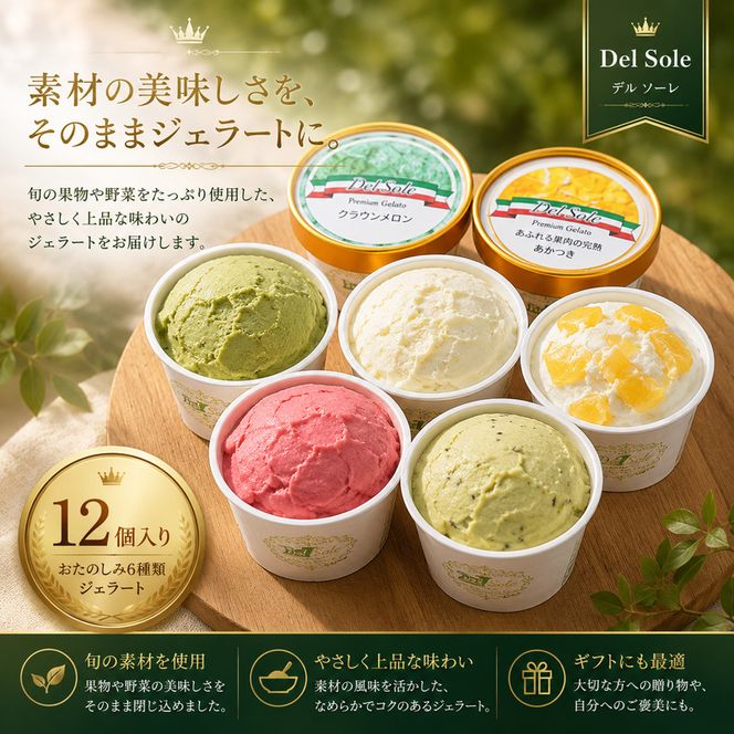 デルソーレ　ジェラート★大人気！旬の6種詰め合せ★（12個入り） セット 袋井市