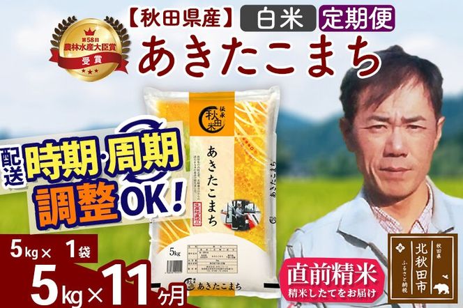※令和7年産※《定期便11ヶ月》秋田県産 あきたこまち 5kg【白米】(5kg小分け袋) 2025年産 お届け周期調整可能 隔月に調整OK お米 みそらファーム [みそらファーム 秋田 お米 あきたこまち 米どころ 東北 北秋田市 秋田県産 冷めてもおいしい おにぎり おむすび お弁当 白米]|msrf-10311