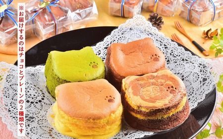 【冷凍】ねこ型台湾カステラ（チョコ・プレーン）　2個セット(Ac-007)