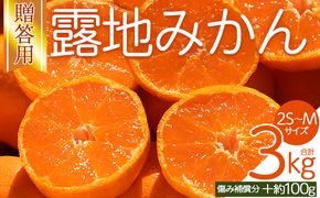 みかん 【2026年10月下旬発送】露地みかん(2S～Mサイズ) 3kg 贈答用 （傷み補償分 ＋約100g） - 果物 くだもの フルーツ 果実 柑橘 かんきつ 蜜柑 みかん ミカン om-0002