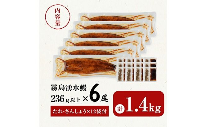 【数量限定】超特大！鹿児島県産 山田水産の霧島湧水鰻(計1400g以上・236g以上×6尾) c5-039