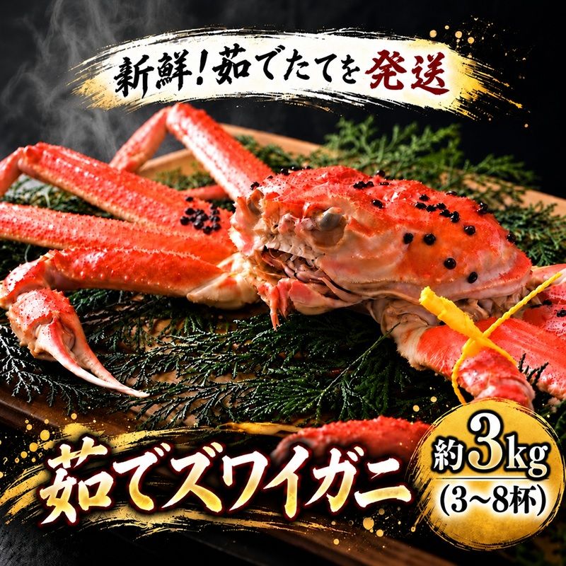 茹で ズワイガニ 約3kg (3〜8杯) セット 詰め合わせ 脚折れ含む カニ 蟹 かに 茹でカニ ずわい蟹 ずわいがに カニセット 魚介 魚介類 海鮮 海鮮セット 福井 福井県 若狭町