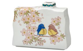 九谷焼　5号一輪生　花すずめ 