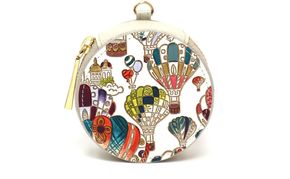 【文庫屋大関】マカロンポーチ 気球【皮革工芸品】 ポーチ ミニポーチ 小物入れ アクセサリー入れ イヤホン入れ 収納 保管ケース 手のひらサイズ  本革 革 皮革 工芸品 工芸 雑貨 ギフト プレゼント 日本製 東京