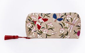 【文庫屋大関】メガネケース　撫子【皮革工芸品】 ファッション小物 民芸品 