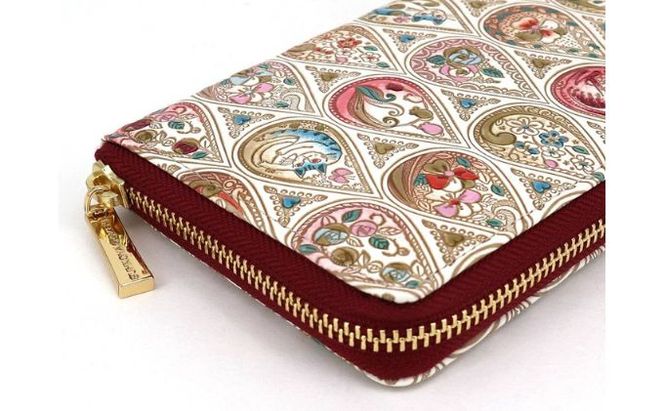 財布 大容量 ぐるっとファスナーの長財布 花と猫 ローズ 文庫屋大関 お財布 サイフ 長財布 ロングウォレット ウォレット ファスナー長財布 大容量財布 革製品 革小物 本革 日本製 東京 東京都 墨田区