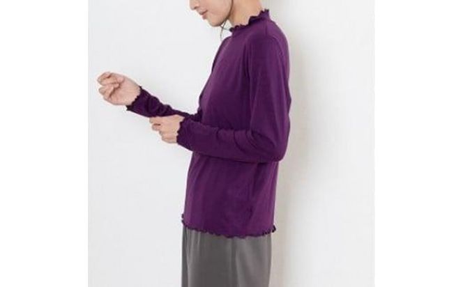 レディースハイネックカットソー 長袖 パープル M 312011_CS001VC01