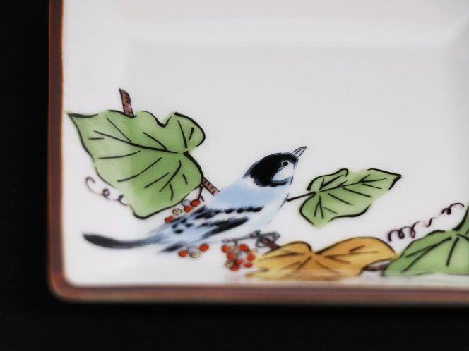 九谷焼　3号皿揃　ぶどうに鳥 （5枚セット）a01 食器 キッチン雑貨 キッチンアイテム 雑貨 小物 お皿 角皿 食卓 テーブルコーディネート 