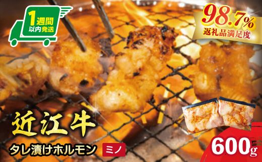 【1週間以内発送】味付けホルモン　秘伝のタレ漬け　近江牛ミノ　600g（300g×2）【FO76W】（滋賀県　近江八幡市）