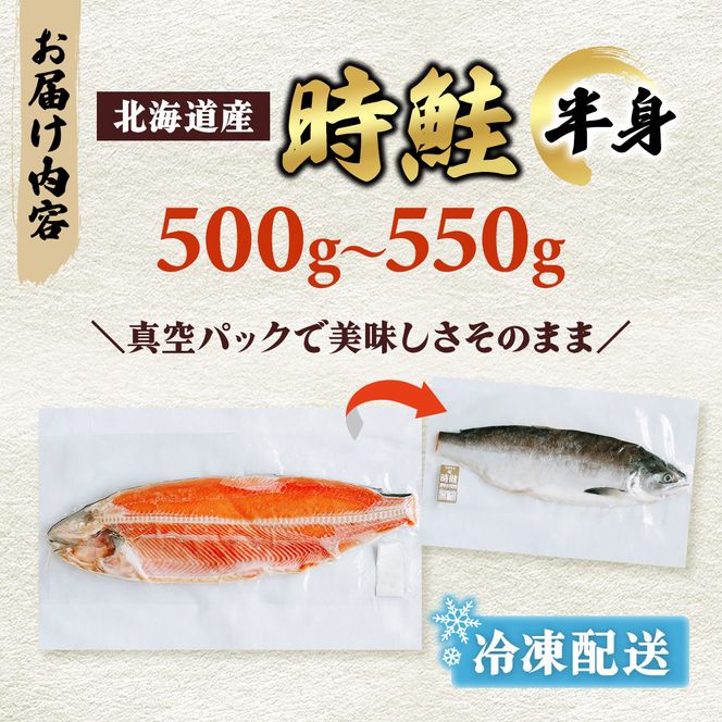 北海道産 時鮭 半身 500g～550g 鮭 さけ シャケ 魚 甘塩 冷凍 半身加工 旬 