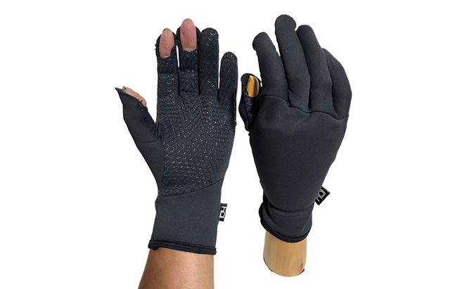 撥水 フッシングフリースグローブ (3本指切り、5本指) ブラック フィッシング フリース グローブ 手袋 防寒 滑り止め 釣り 自転車