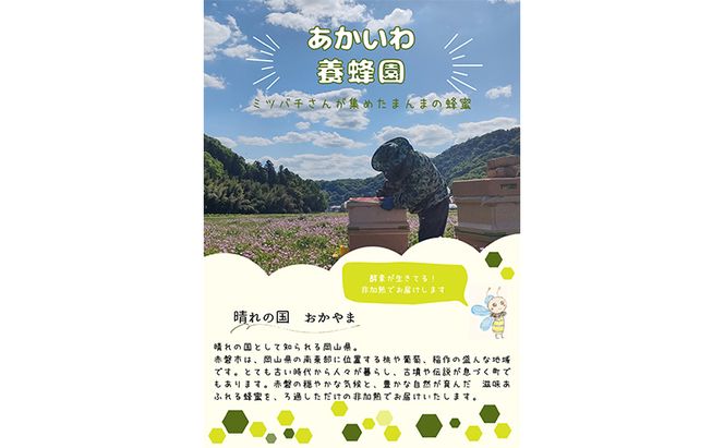 はちみつ 蓮華蜂蜜 百花蜂蜜 300g 各1個 合計2個入り ハチミツ 蜂蜜 れんげ 百花蜜 天然 非加熱 岡山 赤磐市