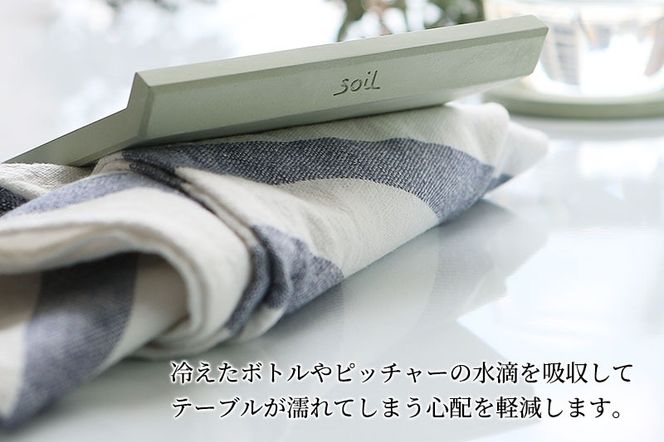 soil コースター for ボトル【グリーン】日本製 ソイル 珪藻土 吸水 コースター シンプル 水滴 四角 角型 アスベスト不使用|drlz-070101b