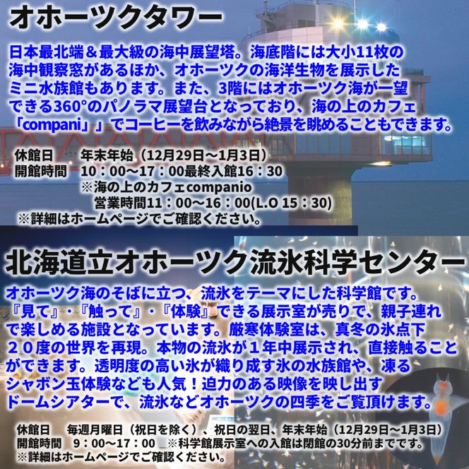 25-99 ガリンコ号3 IMERU 冬期運航 流氷クルーズ乗船券（3施設入場券セット）
