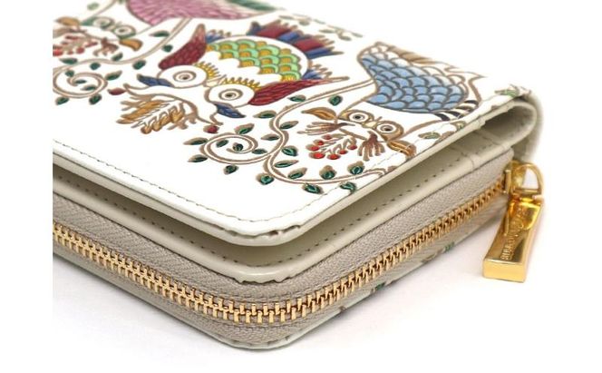 【文庫屋大関】二つ折りファスナーミニ財布 ふくろう【皮革工芸品】財布 二つ折り 小物 お札 カード 小銭 コンパクト 牛革 手作り 日本製 墨田区 東京都