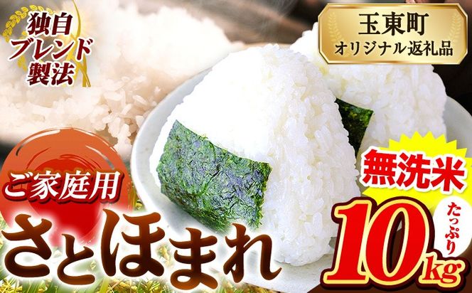 熊本県産 さとほまれ 無洗米 ご家庭用 10kg 《7-14日以内に出荷予定(土日祝除く)》熊本県 玉名郡 玉東町 米 こめ コメ ブレンド米 送料無料---gkt_lcl_705_10kg---