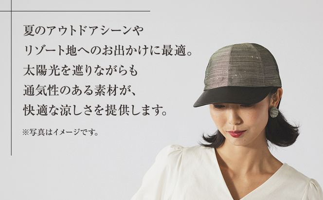 キャップ 希少素材 アバカ織とレザーのキャップ ブルー 帽子 ファッション アバカ しっとり 光沢 高級感 上品 アウトドアシーン リゾート 通気性 シンプル 袋井市 静岡県