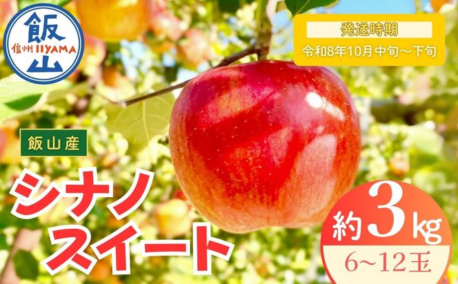 【先行予約丨2026年10月中旬より順次発送】シナノスイート【約3kg (6〜12玉)】(At-011)丨長野県 飯山市 おすすめ ランキング おいしい 高評価 大人気 先取り 産地直送 りんご
