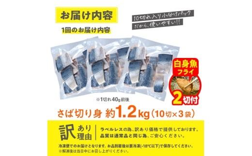 【期間限定・白身魚フライ2切付】訳あり・さば 切り身(約1.2kg・40g前後×30切)セット 冷凍 国産 切身 魚 海鮮 おかず 骨抜き 骨なし 骨取り 鯖 惣菜 簡単調理 無塩フライ 塩焼き 味噌煮 大分県 佐伯市【AQ88-G】【やまろ渡邉】