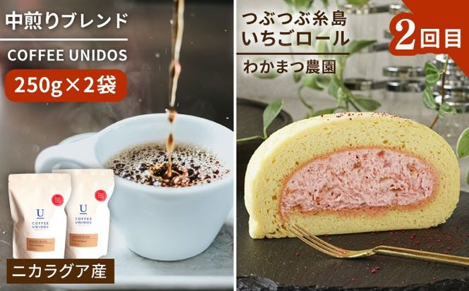 【全3回定期便】糸島 コーヒー＆スイーツ定期便 （コーヒー 豆 / チーズケーキ / ロールケーキ / マカロン ） 糸島市 [AAH008]
