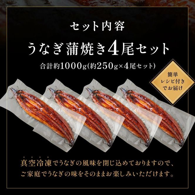 数量限定！地域応援企画！うなぎ蒲焼き4尾セット＜刻みうなぎ40g×1袋付＞【魚住商店】_HA1494-CP 特上 鰻 ウナギ 人気 特大 炭火 うなぎの蒲焼 丑の日 土用 真空 福岡県宗像市 宗像市 福岡 宗像