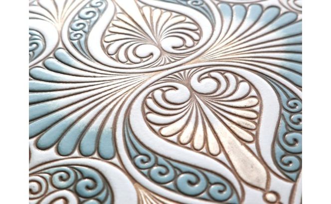 【文庫屋大関】パーソナルホルダー　ロカイユ＜ブルーグレー＞【皮革工芸品】 民芸品 雑貨 日用品 文房具 革小物 革製品 ファイル ケース 