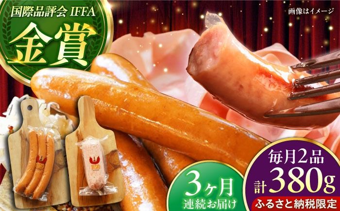 [全3回定期便][ふるさと納税限定]TESIOの自家製フランク&ボローニャセット (計380g) 豚肉 ハム ソーセージ 小分け 真空パック 沖縄市 / TESIO[BCAD016]