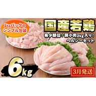 【0124806a-2603】＜2026年3月発送予定＞国産若鶏肉ヘルシーセット(合計6kg・ムネ、ささみ、肩小肉) 鶏肉 鳥肉 とり肉 むね肉 おかず 小分け 国産【エビス】