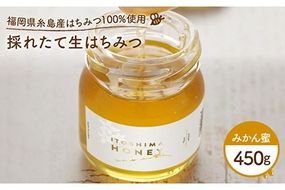 福岡 糸島産 生はちみつ ( みかん蜜 450g ) 糸島市 / 糸島二丈サクランボ農園 [AKJ001] 蜂蜜 はちみつ ハチミツ 450g 国産 非加熱 無添加 紅茶