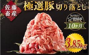 【定期便10ヶ月】佐藤畜産の極選豚 豚肉の切り落とし 3.85kg ｜ 豚肉 極選豚の切り落としは真空パックでのお届け