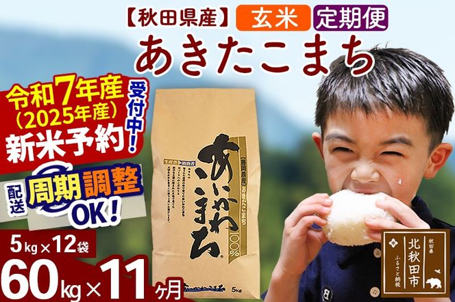 ※令和7年産 新米予約※《定期便11ヶ月》秋田県産 あきたこまち 60kg【玄米】(5kg小分け袋) 2025年産 お届け周期調整可能 隔月に調整OK お米 藤岡農産|foap-21311