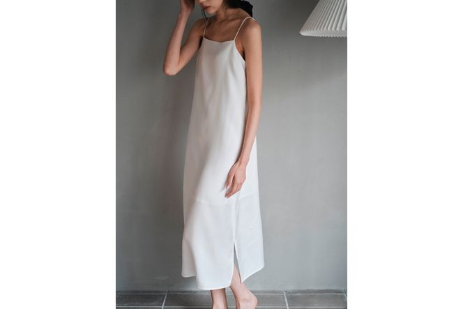 シルクサテンキャミドレス（白） ふるさと納税 キャミドレス ドレス シルク 高品質 丹後ちりめん インナー ファッション　TH00010