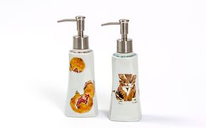 九谷焼ソープディスペンサー（4角） a05 雑貨 日用品 工芸品 バス用品 