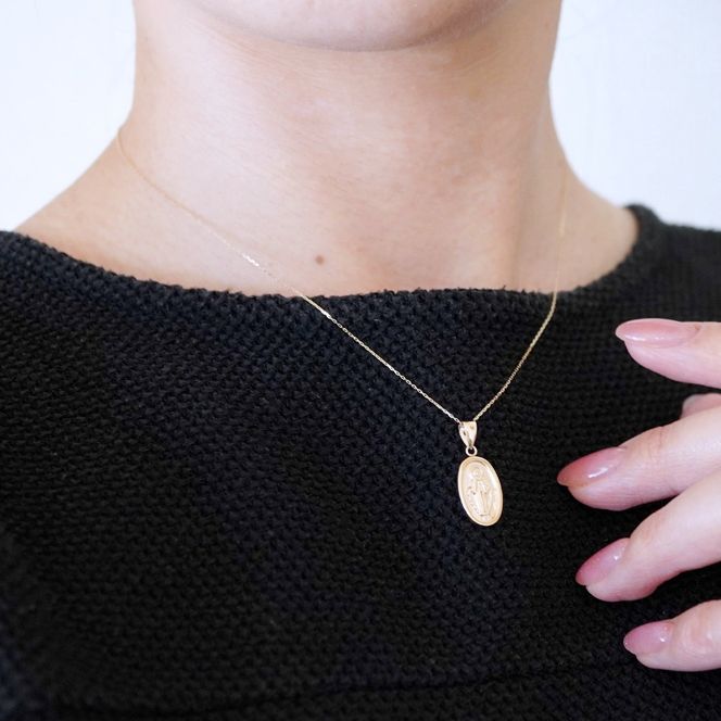 【ジュエリー】K10イエローゴールド 地金  おしゃれ マリア ペンダント ネックレス 保証書付 SYP-2434  242-017