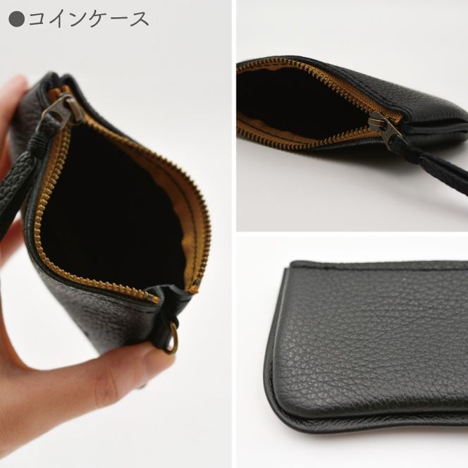 益子の革工房maharoのファスナーコインケース・カードケースセット ブラック｜栃木県 益子町 ふるさと納税 コインケース カードケース 2個セット 牛革 手作り（AX133）