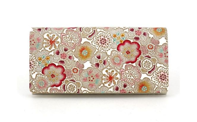 【文庫屋大関】束入れ 春らんまん＜茜＞【皮革工芸品】 財布 お札 お札入れ 長財布 カード 小銭 牛革 手作り 日本製 墨田区 東京都