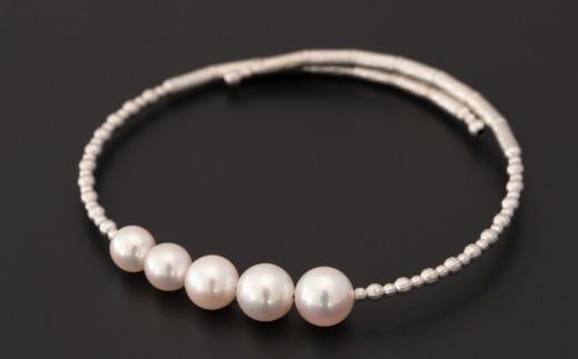 【手元をエレガントに】8/7.5/7mm アコヤ真珠バーバングルブレスレット  I-340