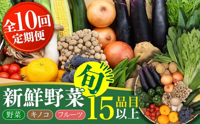 【10回定期便】 豪華！野菜 果物 きのこセット 15品目以上  / 野菜定期便 やさい定期便 フルーツ 果物 キノコ 詰め合わせ / 南島原市 / 吉岡青果[SCZ025]