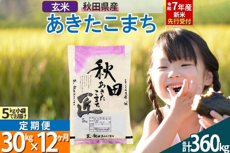 [玄米][令和7年産 新米予約] [定期便12ヶ月]秋田県産 あきたこまち 30kg (5kg×6袋)×12回 30キロ お米 新米|02_snk-021012s