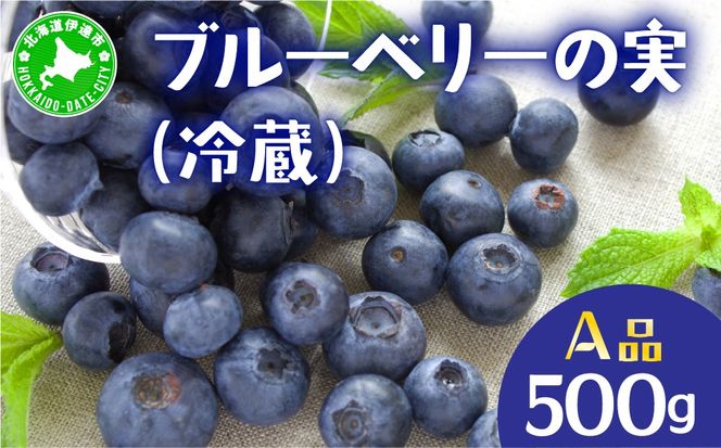 北海道 伊達市産 ブルーベリーの実(A品／冷蔵) 500g｜国産 果物 フルーツ ジャム パイ お菓子作り【kzh-022】