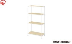 カラーメタルラック ウッドボード付き CMM-75144B ホワイト ラック 棚 おしゃれ キャスター キャスター付 収納ラック キッチン ウッドボード付き メタルラック メタル カラーラック 収納 リビング 寝室 かわいい アイリスオーヤマ 幅75