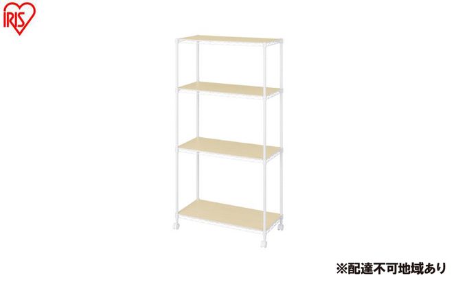 カラーメタルラック ウッドボード付き CMM-75144B ホワイト ラック 棚 おしゃれ キャスター キャスター付 収納ラック キッチン ウッドボード付き メタルラック メタル カラーラック 収納 リビング 寝室 かわいい アイリスオーヤマ 幅75